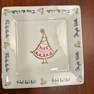 At Nicholas Square “Deck The Halls” Porcelain Plate w/Silver Trim